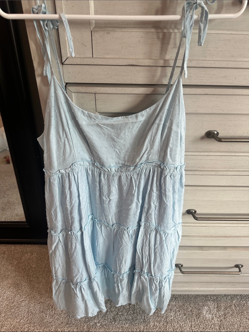Shein Light Blue Tie-Strap Tiered Sundress
